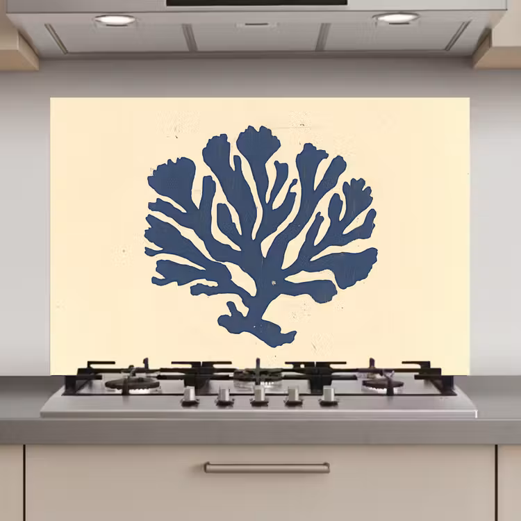 Blauw koraal - Vertakkingen - Beige keuken achterwand spatscherm klein -3d_website