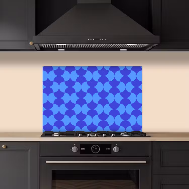 Blauw - Maanvlakken - Patroon keuken achterwand spatscherm klein 900 -sfeer1