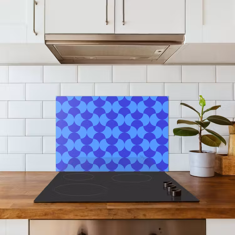 Blauw - Maanvlakken - Patroon keuken achterwand spatscherm klein 900 -sfeer2