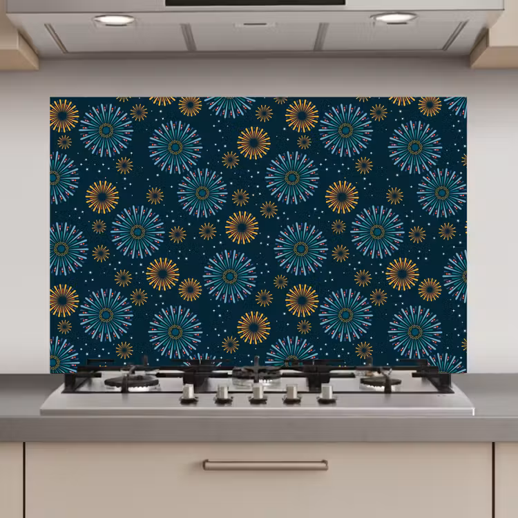 Blauw - Patroon - Retro keuken achterwand spatscherm klein 900 -3d_website