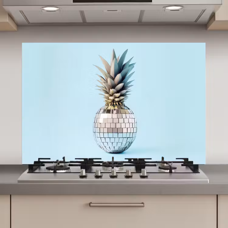 Blauw - Ananas - Disco - Discobal keuken achterwand spatscherm klein -3d_website