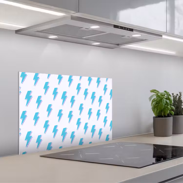 Blauw - Paars - Bliksem keuken achterwand spatscherm klein 900 -3d_schuin