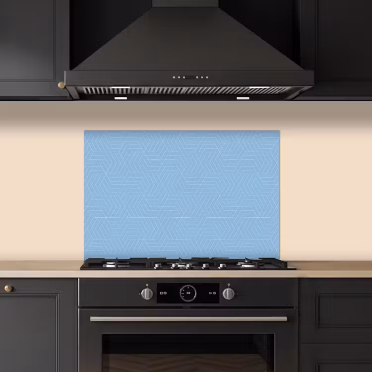 Blauw - Wit - Lijnen - Patroon keuken achterwand spatscherm klein 900 -sfeer1