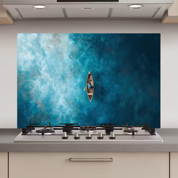 Bootje - Water - Blauw keuken achterwand spatscherm klein -3d_website