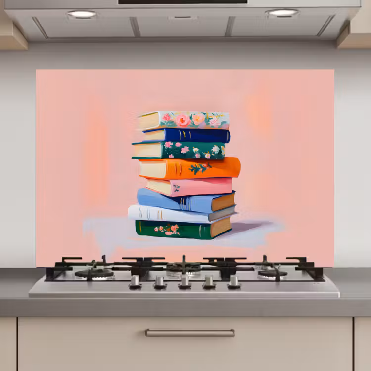 Boeken - Stapel - Kleurrijk keuken achterwand spatscherm klein -3d_website