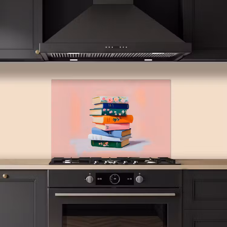 Boeken - Stapel - Kleurrijk keuken achterwand spatscherm klein -sfeer1