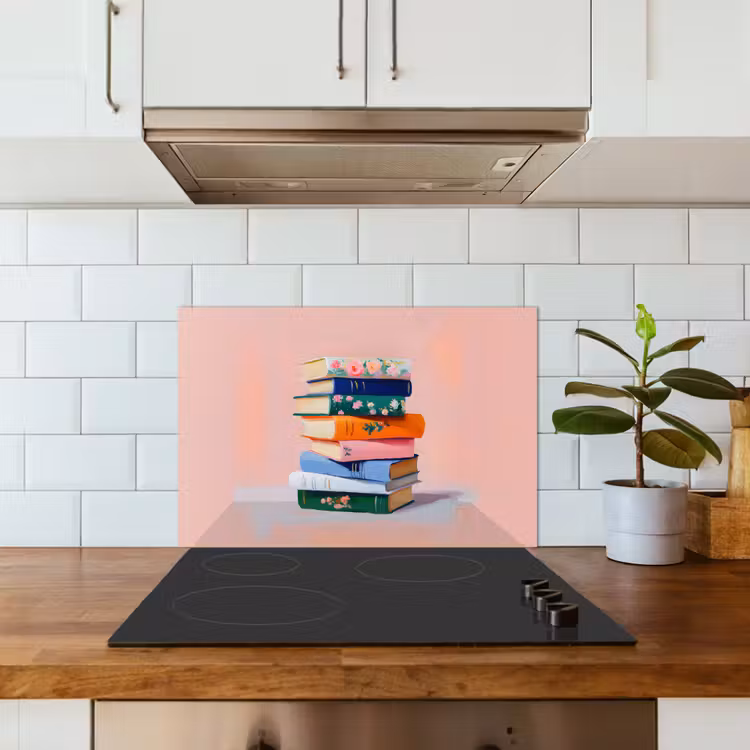 Boeken - Stapel - Kleurrijk keuken achterwand spatscherm klein -sfeer2