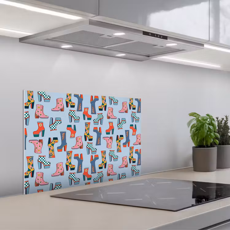 Laarzen - Patroon - Disco keuken achterwand spatscherm klein 900 -3d_schuin