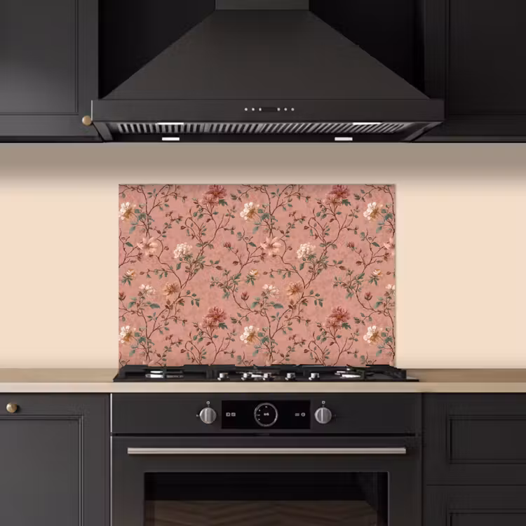 Botanisch - Bloemen - Roze keuken achterwand spatscherm klein 900 -sfeer1