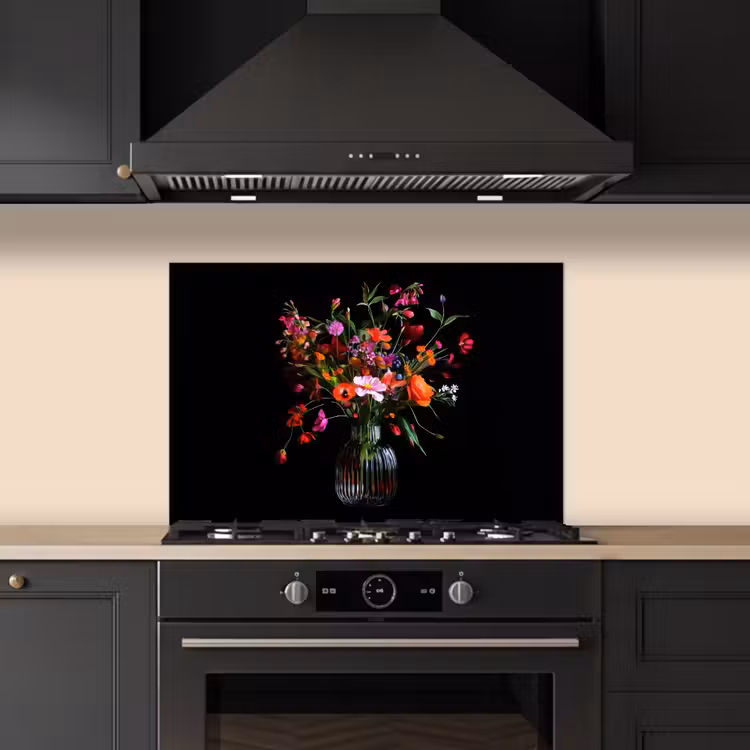 Boeket - Veldbloemen - Vaas keuken achterwand spatscherm klein -sfeer1