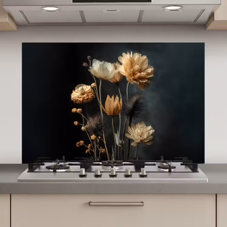 Boeket - Bloemen - Licht - Zwart keuken achterwand spatscherm klein -3d_website