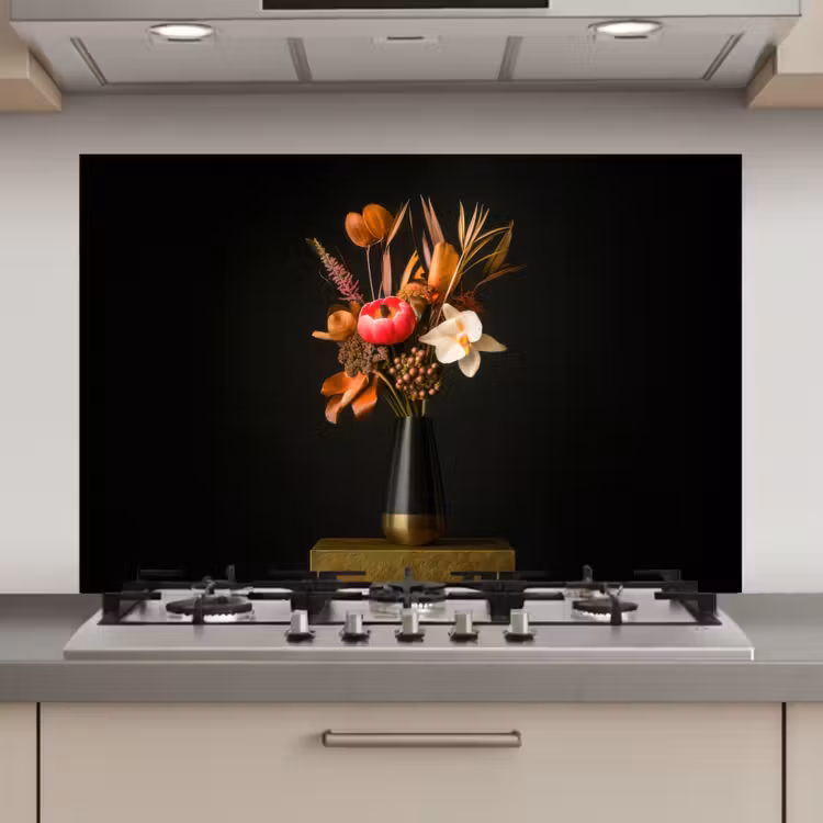 Boeket - Oranje - Gouden - vaas keuken achterwand spatscherm klein -3d_website
