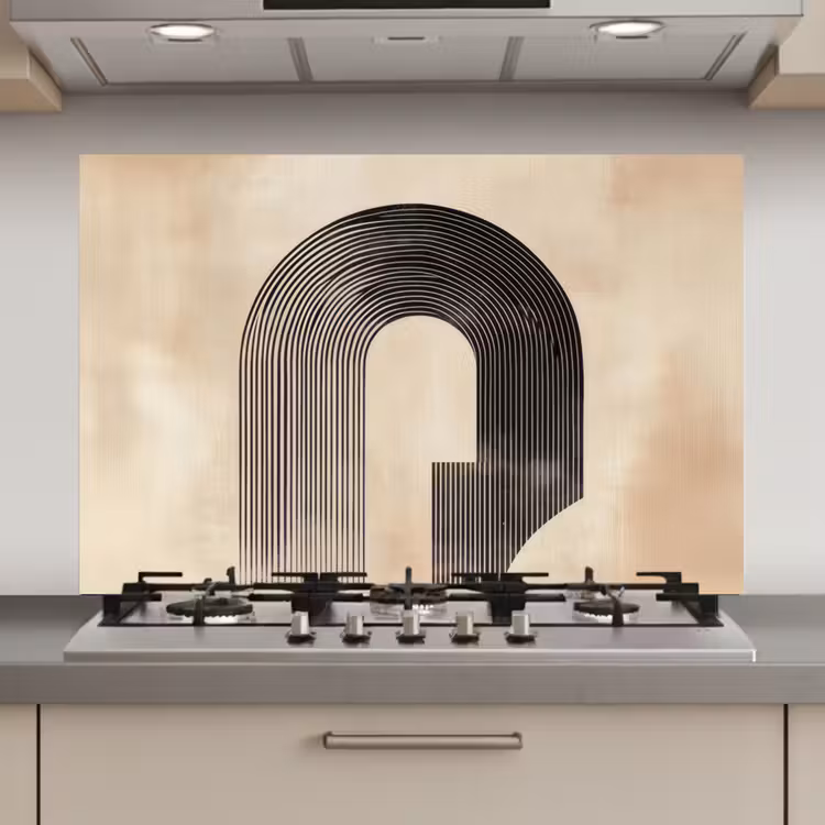 Boog -  Strepen - Minimalistisch - Zwart keuken achterwand spatscherm klein -3d_website