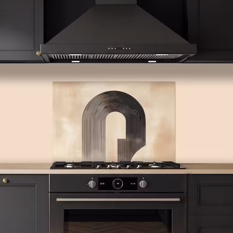 Boog -  Strepen - Minimalistisch - Zwart keuken achterwand spatscherm klein -sfeer1
