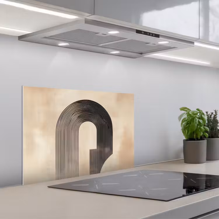 Boog -  Strepen - Minimalistisch - Zwart keuken achterwand spatscherm klein -3d_schuin