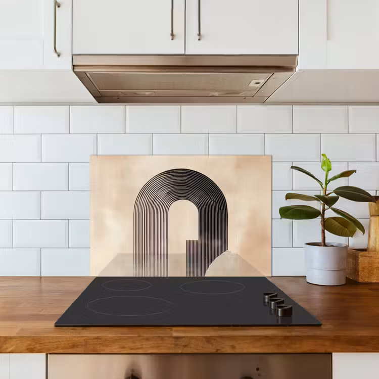 Boog -  Strepen - Minimalistisch - Zwart keuken achterwand spatscherm klein -sfeer2