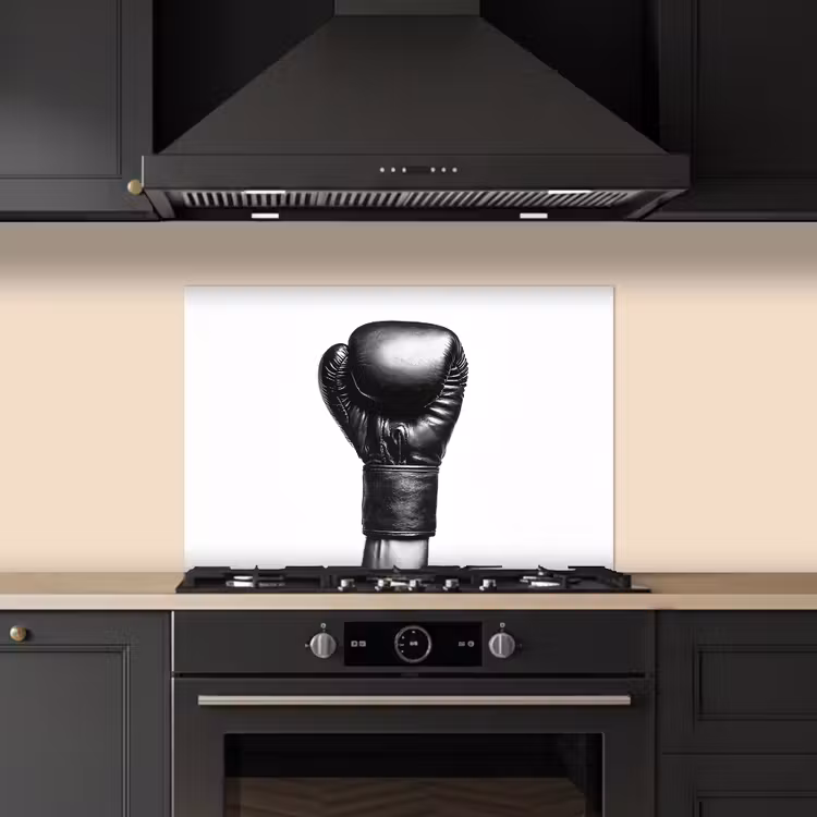 Bokshandschoen - Zwart - Hand keuken achterwand spatscherm klein -sfeer1