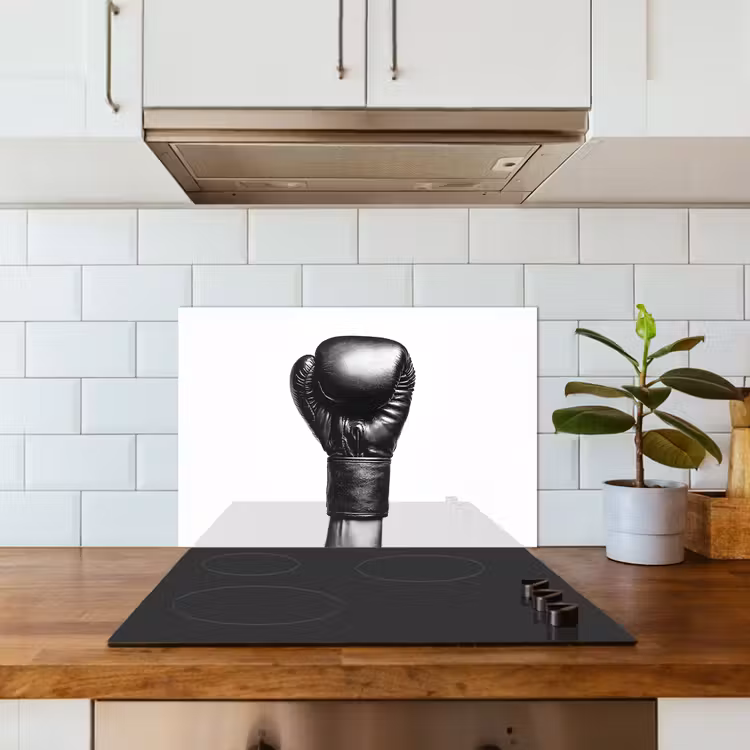 Bokshandschoen - Zwart - Hand keuken achterwand spatscherm klein -sfeer2