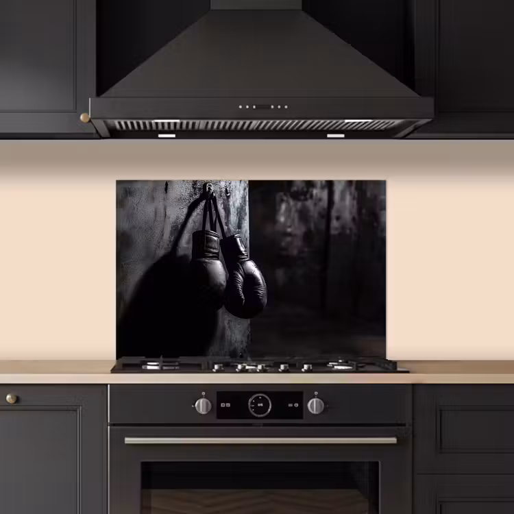 Bokshandschoenen - Muur - Duister - Zwart keuken achterwand spatscherm klein -sfeer1