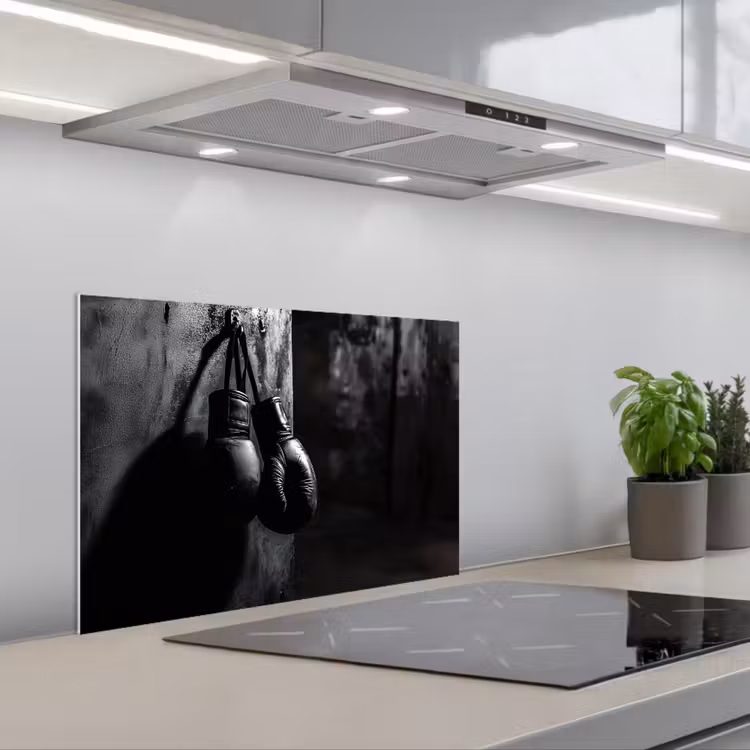 Bokshandschoenen - Muur - Duister - Zwart keuken achterwand spatscherm klein -3d_schuin