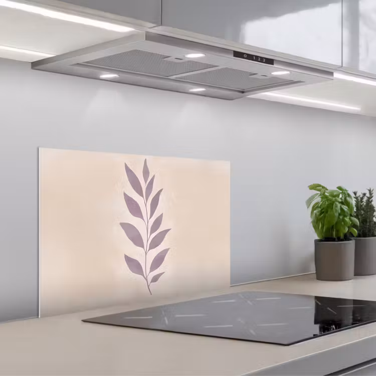 Tak - Bladeren - Minimalistisch - Beige keuken achterwand spatscherm klein -3d_schuin