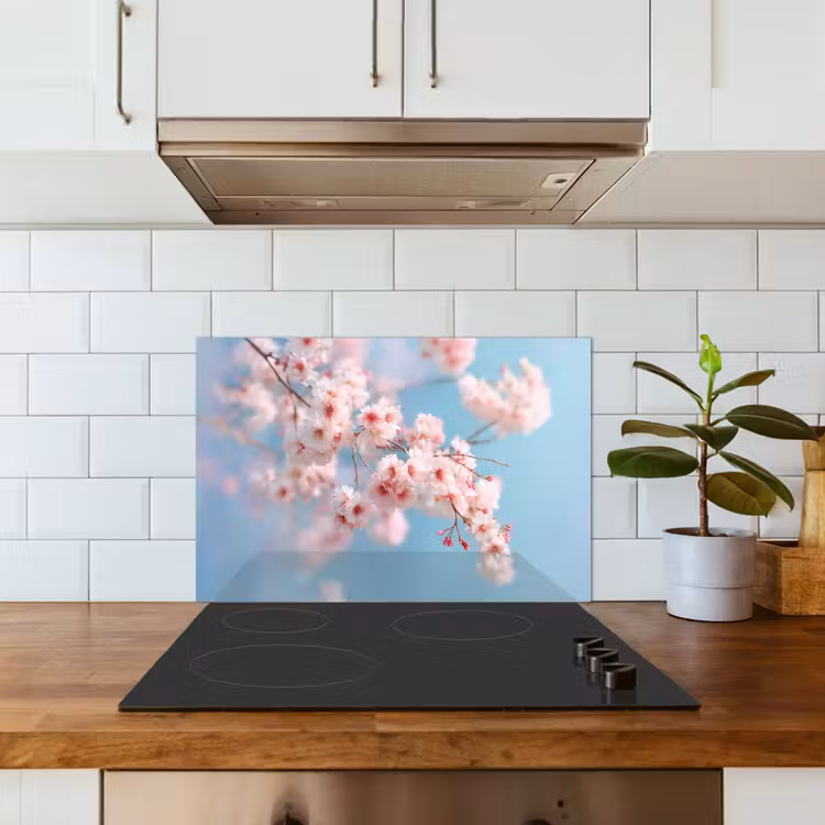 Takken - Bloesems - Roze keuken achterwand spatscherm klein -sfeer2