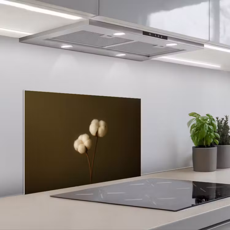 Takken - Katoen - Wit - Bollen keuken achterwand spatscherm klein -3d_schuin