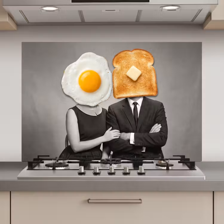 Ontbijt - Koppel - Ei - Brood keuken achterwand spatscherm klein -3d_website