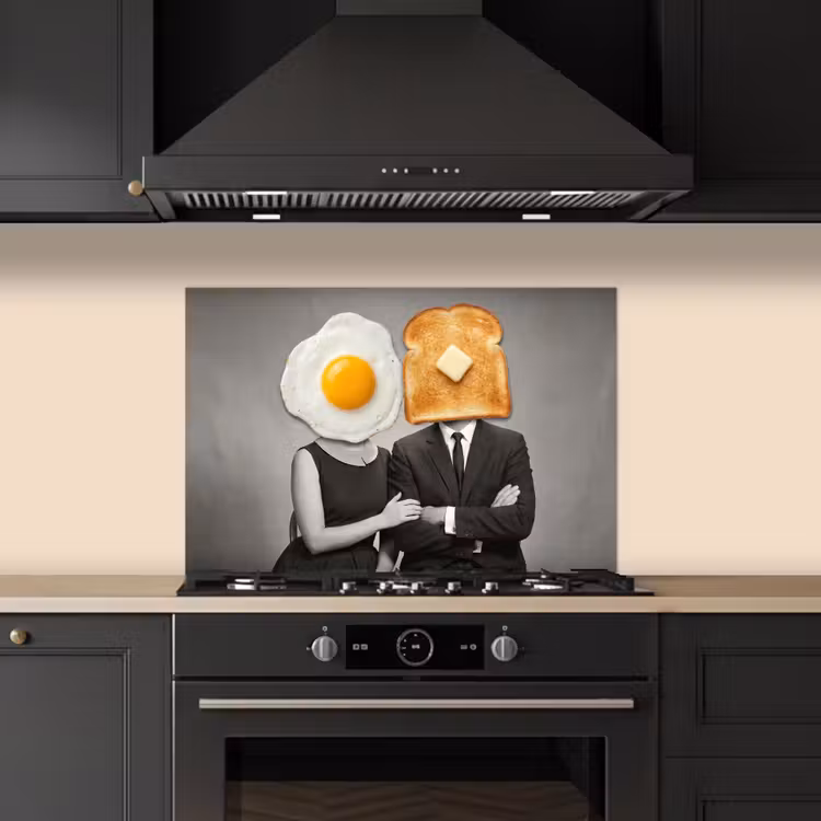 Ontbijt - Koppel - Ei - Brood keuken achterwand spatscherm klein -sfeer1