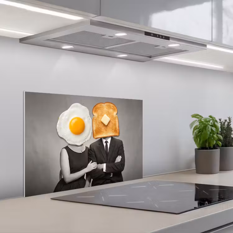 Ontbijt - Koppel - Ei - Brood keuken achterwand spatscherm klein -3d_schuin