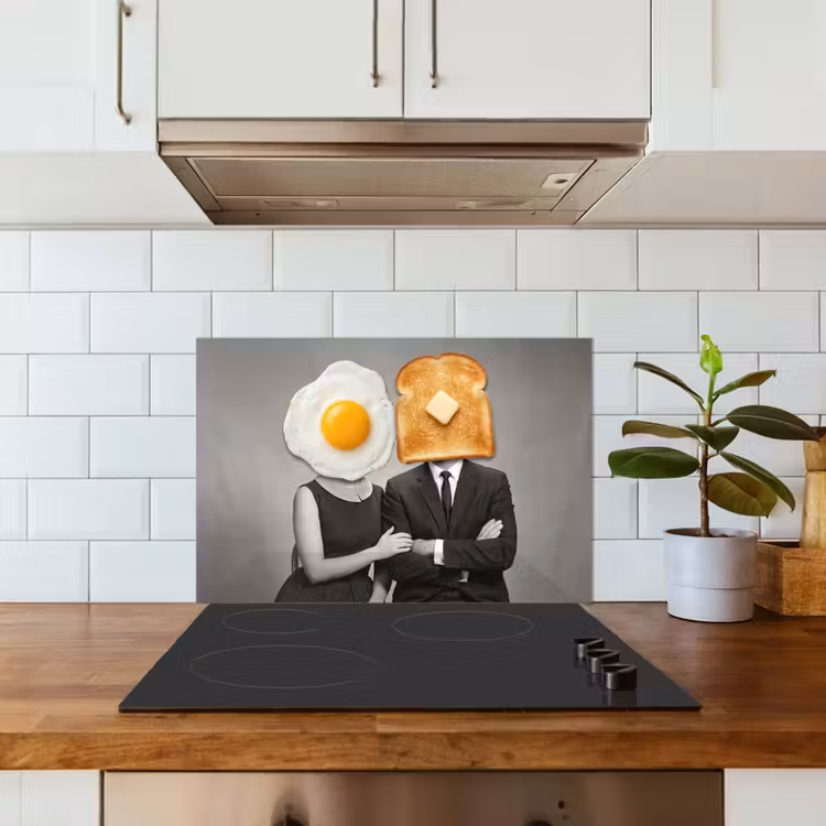 Ontbijt - Koppel - Ei - Brood keuken achterwand spatscherm klein -sfeer2