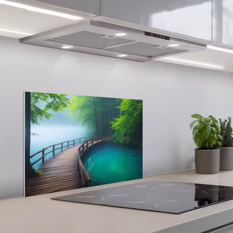 Brug - Water - Rivier - Bos keuken achterwand spatscherm klein -3d_schuin