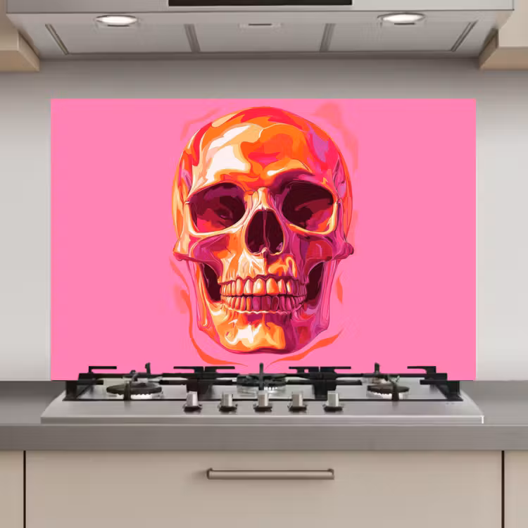 Felroze - Tanden - Schedel keuken achterwand spatscherm klein -3d_website