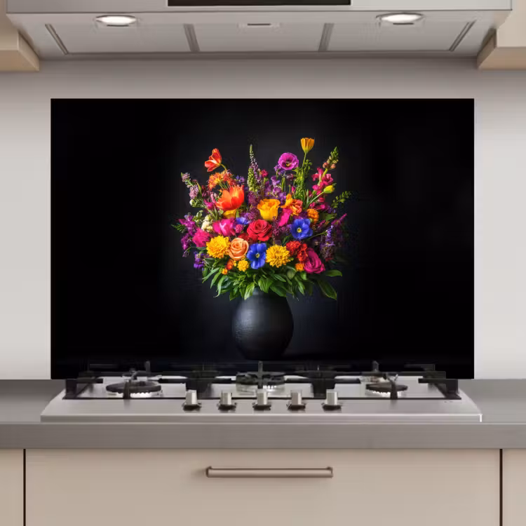 Felgekleurd - Bloemen - Vaas keuken achterwand spatscherm klein -3d_website