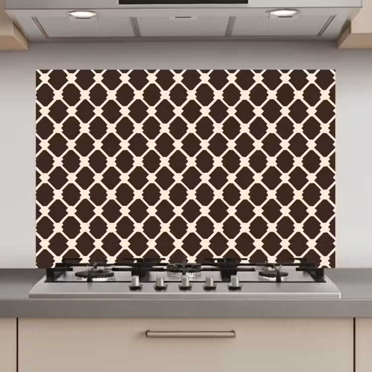 Bruin - Ruitpatroon - Geometrisch keuken achterwand spatscherm klein 900 -3d_website