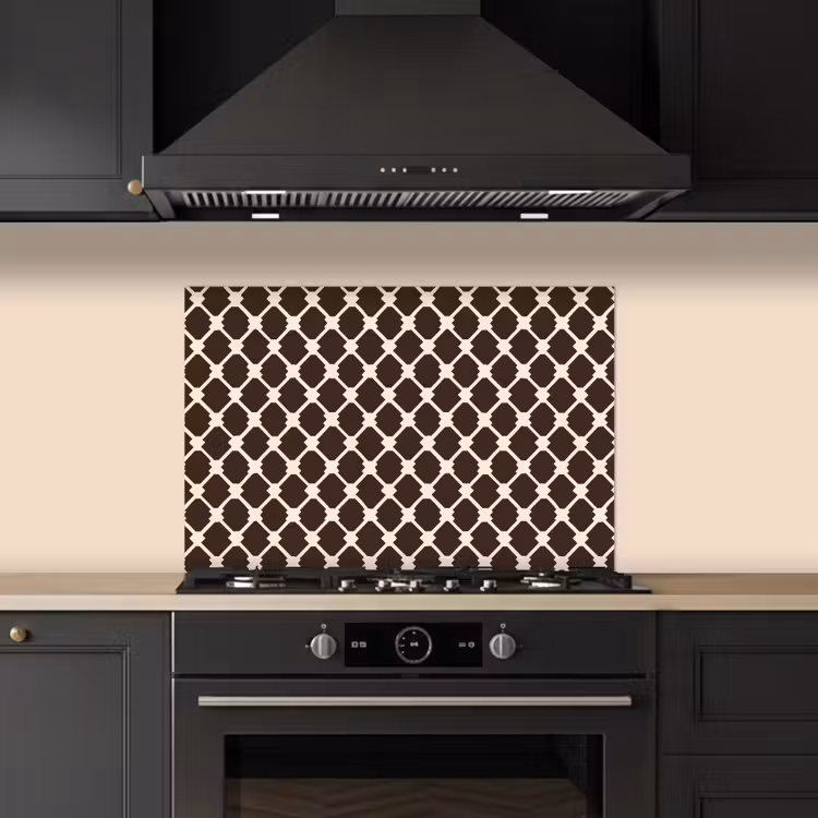 Bruin - Ruitpatroon - Geometrisch keuken achterwand spatscherm klein 900 -sfeer1