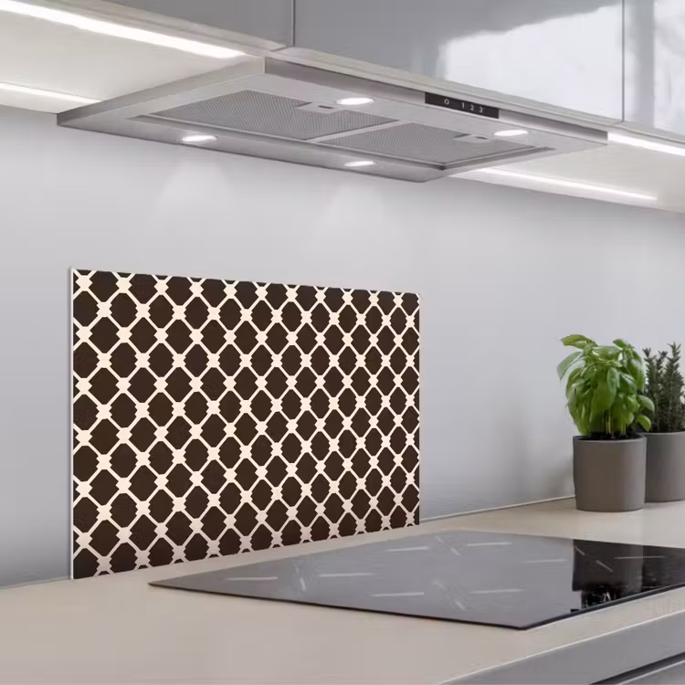 Bruin - Ruitpatroon - Geometrisch keuken achterwand spatscherm klein 900 -3d_schuin