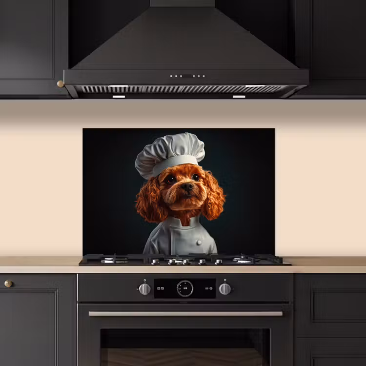 Bruin - Kok - Hondje keuken achterwand spatscherm klein -sfeer1