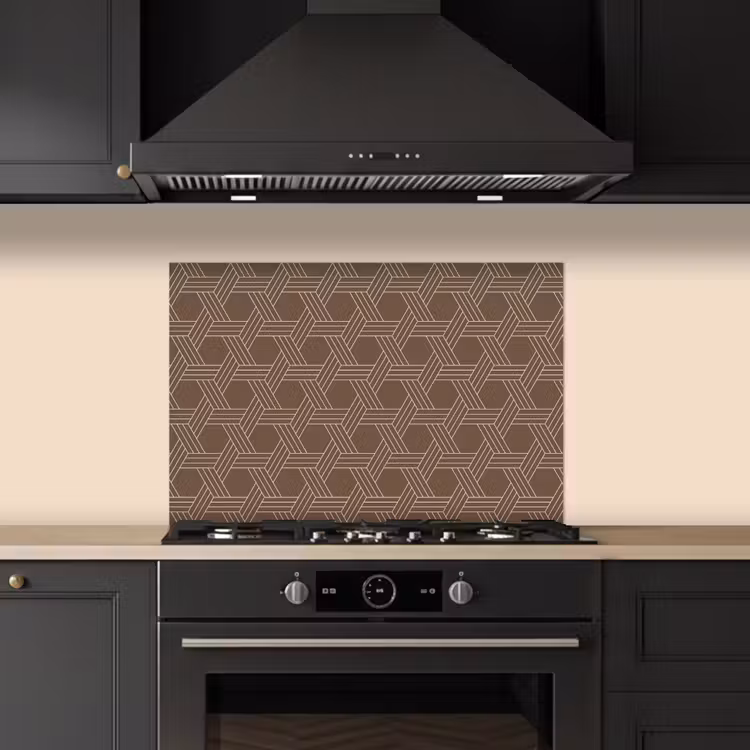 Bruin - Lijnen - Patroon keuken achterwand spatscherm klein 900 -sfeer1