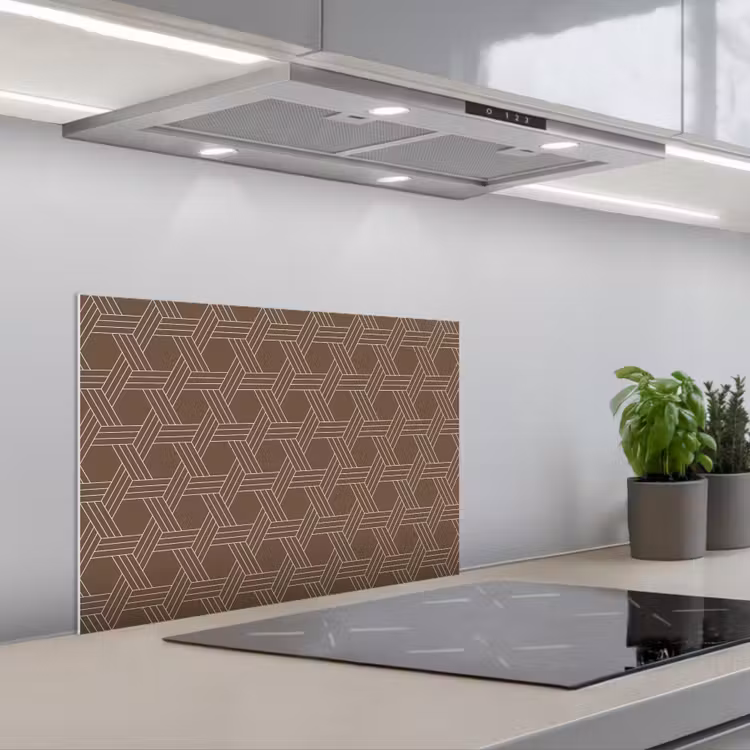 Bruin - Lijnen - Patroon keuken achterwand spatscherm klein 900 -3d_schuin