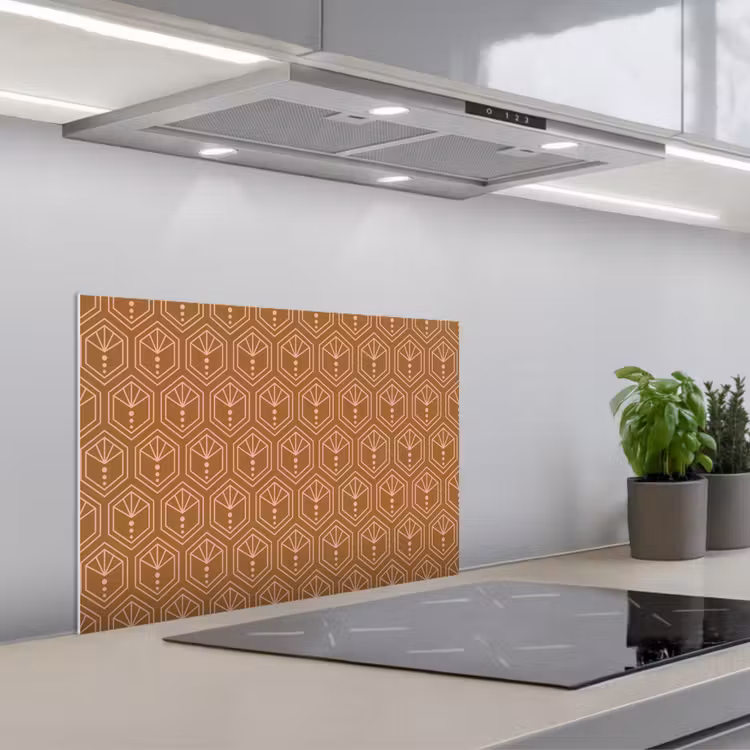 Bruin - Roze - Geometrisch - Patroon keuken achterwand spatscherm klein 900 -3d_schuin
