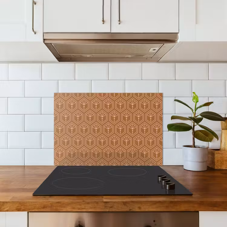 Bruin - Roze - Geometrisch - Patroon keuken achterwand spatscherm klein 900 -sfeer2