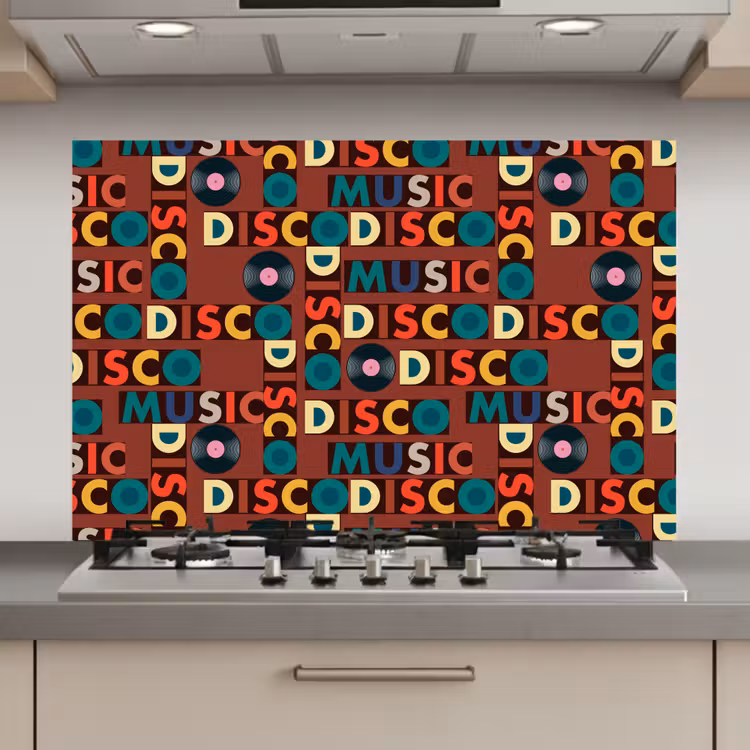 Bruin - Retro - Disco - Patroon keuken achterwand spatscherm klein 900 -3d_website