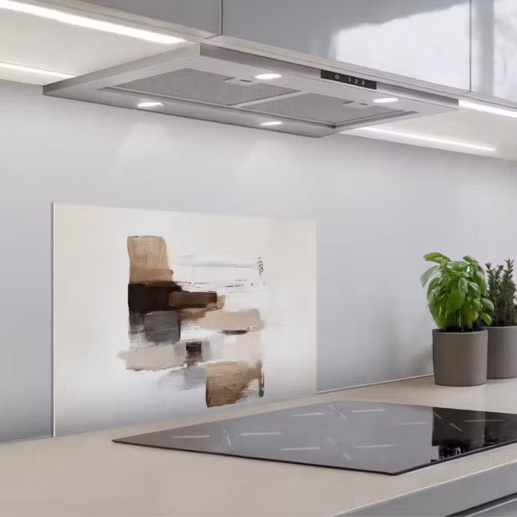 Penseelstreken - Balans - Beige - Bruin keuken achterwand spatscherm klein -3d_schuin