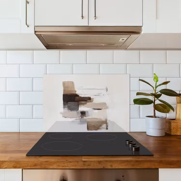 Penseelstreken - Balans - Beige - Bruin keuken achterwand spatscherm klein -sfeer2