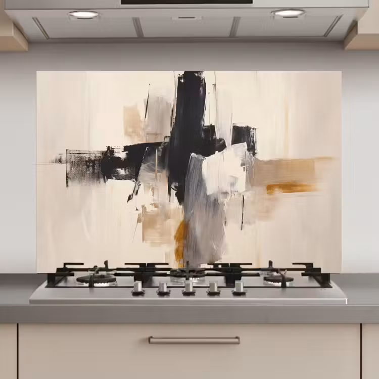Penseelstreken - Ruw - Abstract - Beige keuken achterwand spatscherm klein -3d_website