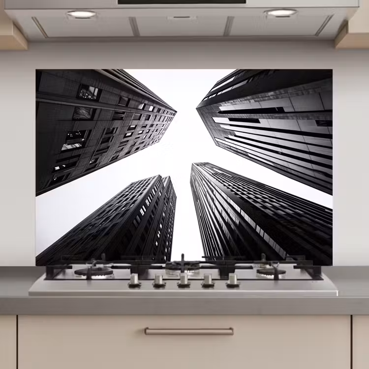 Gebouwen - Lucht - Zwart keuken achterwand spatscherm klein -3d_website