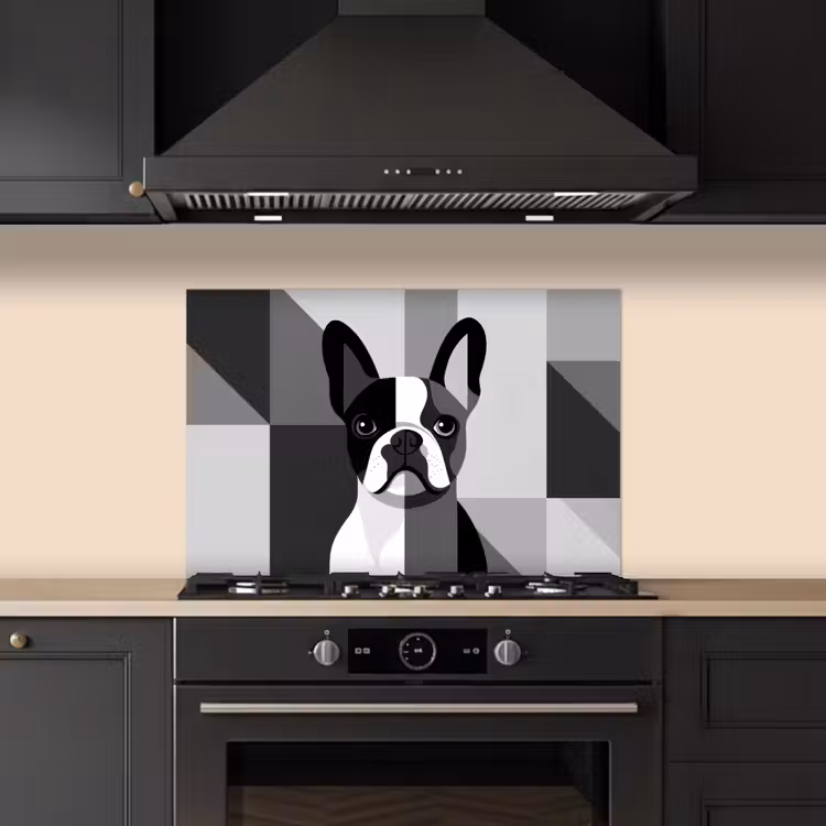 Buldog - Zwart - Abstract - Vlakken keuken achterwand spatscherm klein -sfeer1