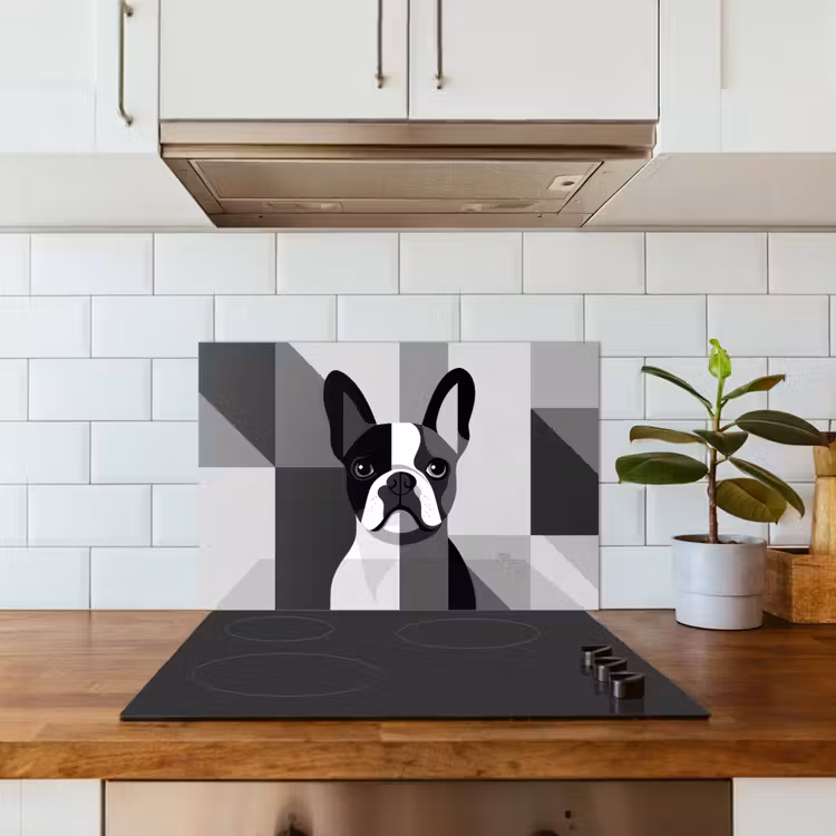 Buldog - Zwart - Abstract - Vlakken keuken achterwand spatscherm klein -sfeer2
