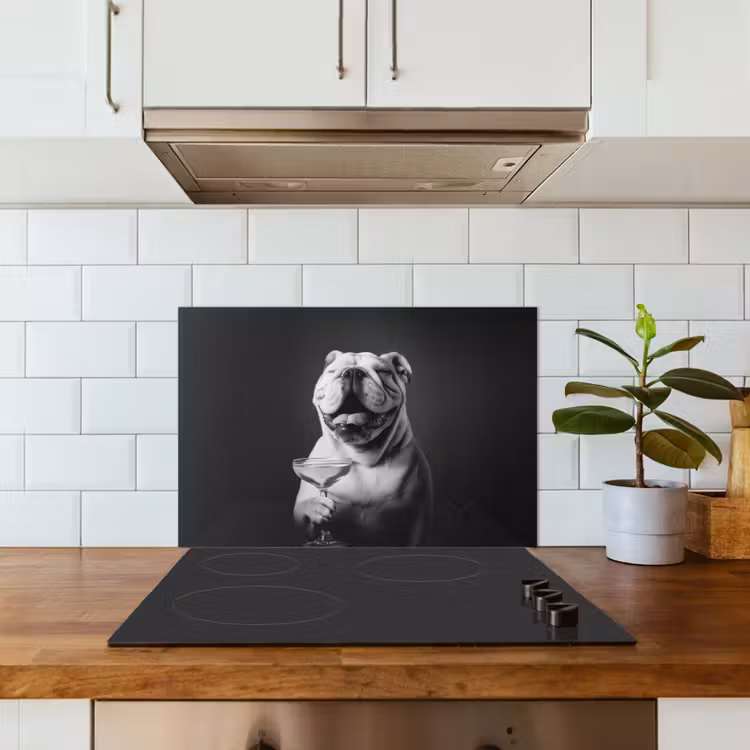 Buldog - Hond - Glas keuken achterwand spatscherm klein -sfeer2